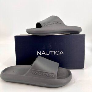 Nautica Dacio Slide Sandal Size 11 Grey Open Toe Slip-On Casual Pool Shoe